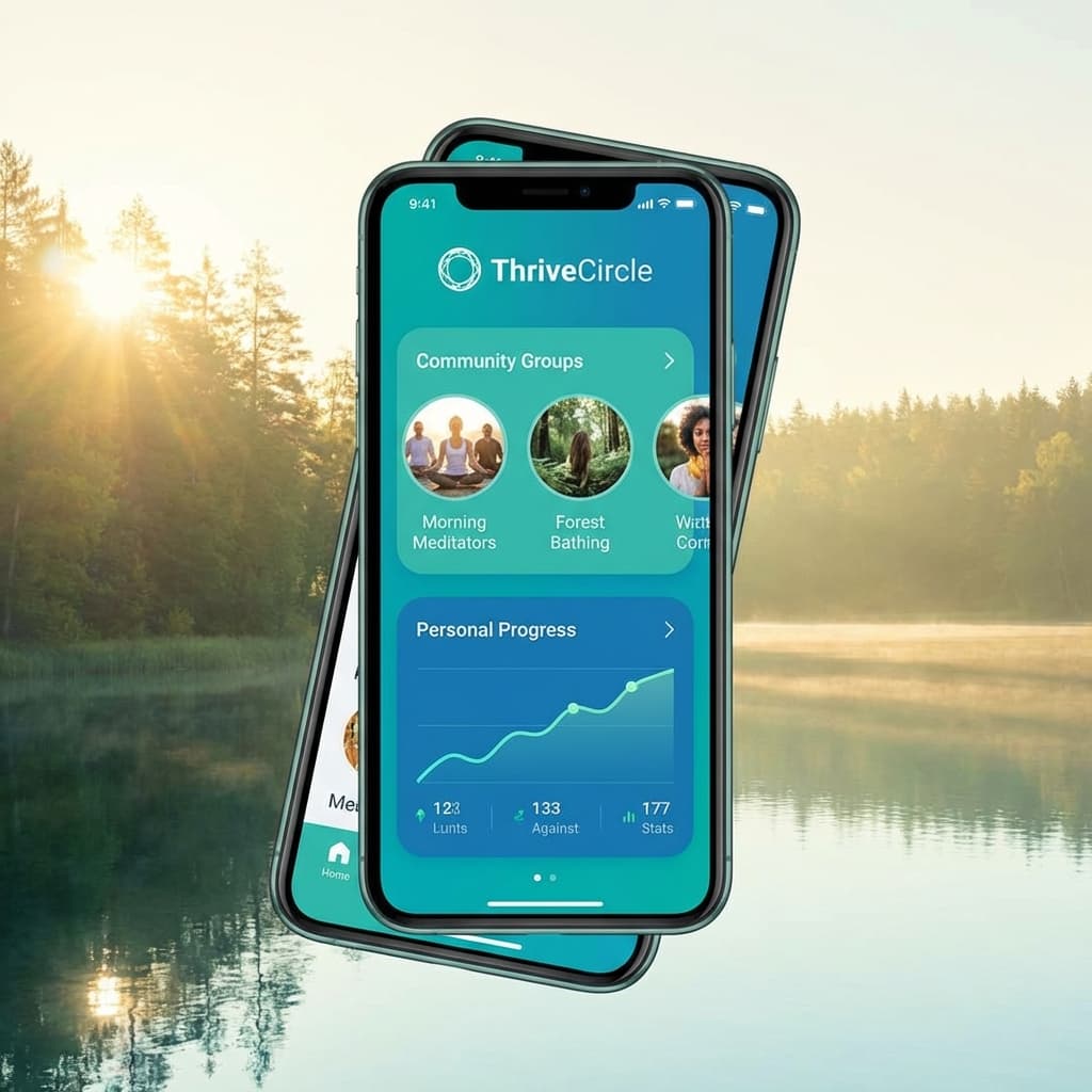 ThriveCircle App Mockup - A community-driven wellness and personal growth platform